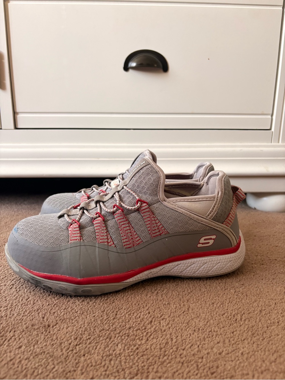 Skechers Women's Light Gray & Pink Athletic Slip-On Steel Toe Sneakers